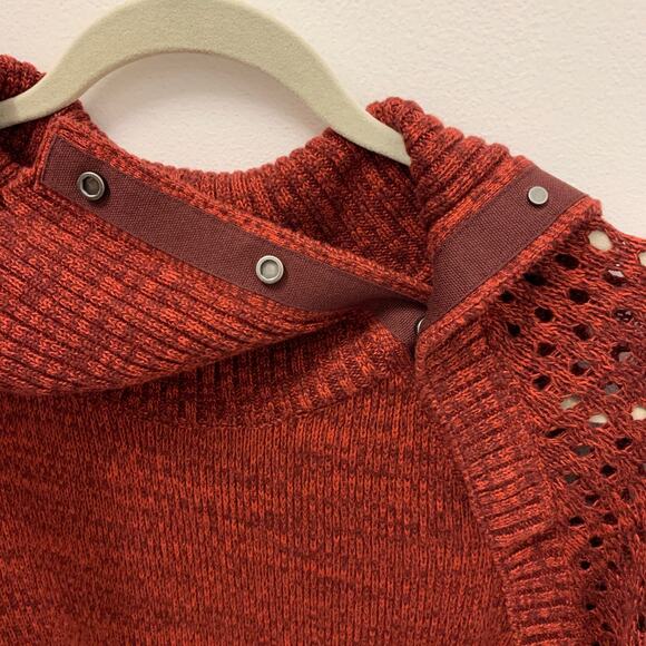 Prana Dress Women M Terracota Archer Sweater Pockets Snap Buttons Mock Neck - Picture 4 of 9